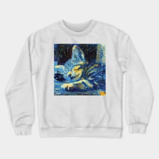 Cute maine moon cat (cat, cute, cats, kitten, funny, pets, pet, retro, animal, love, sunset, 80s) Crewneck Sweatshirt